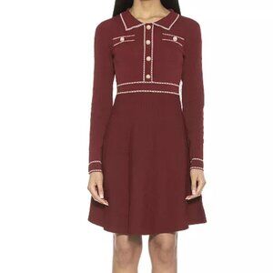 ALEXIA ADMORE Bianca Collar Long Sleeve Fit & Flare Dress